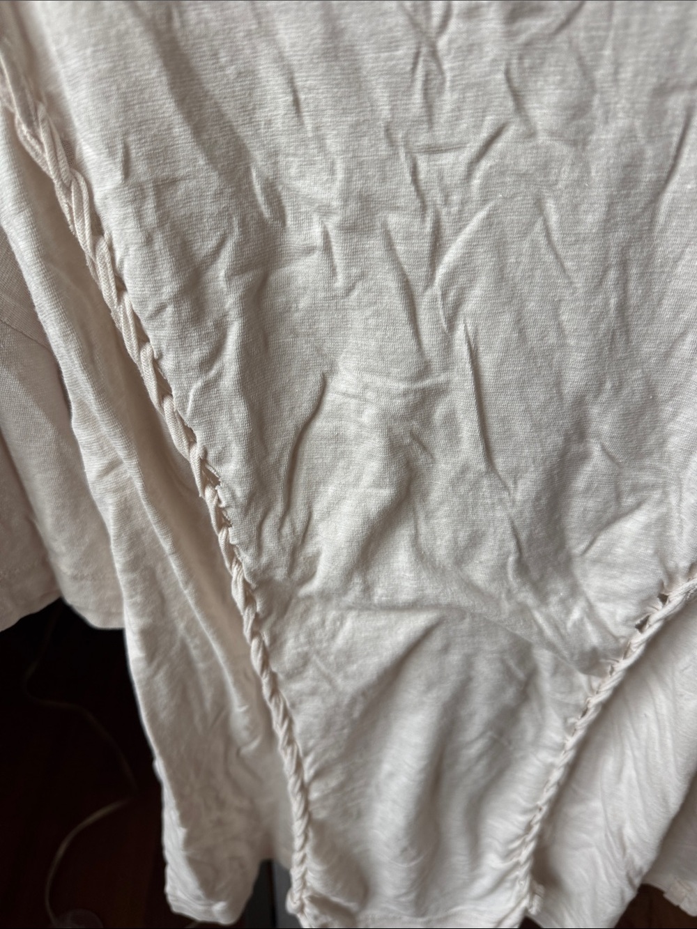 We The Free Cream Braided-Seam Short Sleeve Tee - Picture 5 of 7